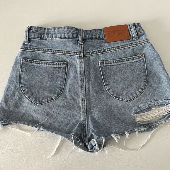 Princess Polly xx Jean Cut Off Shorts Womens 6 Distressed Daisy Duke High Waist - Picture 2 of 9
